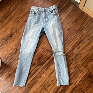 Abercrombie & Fitch Blue Skinny Jeans with Distressed Details